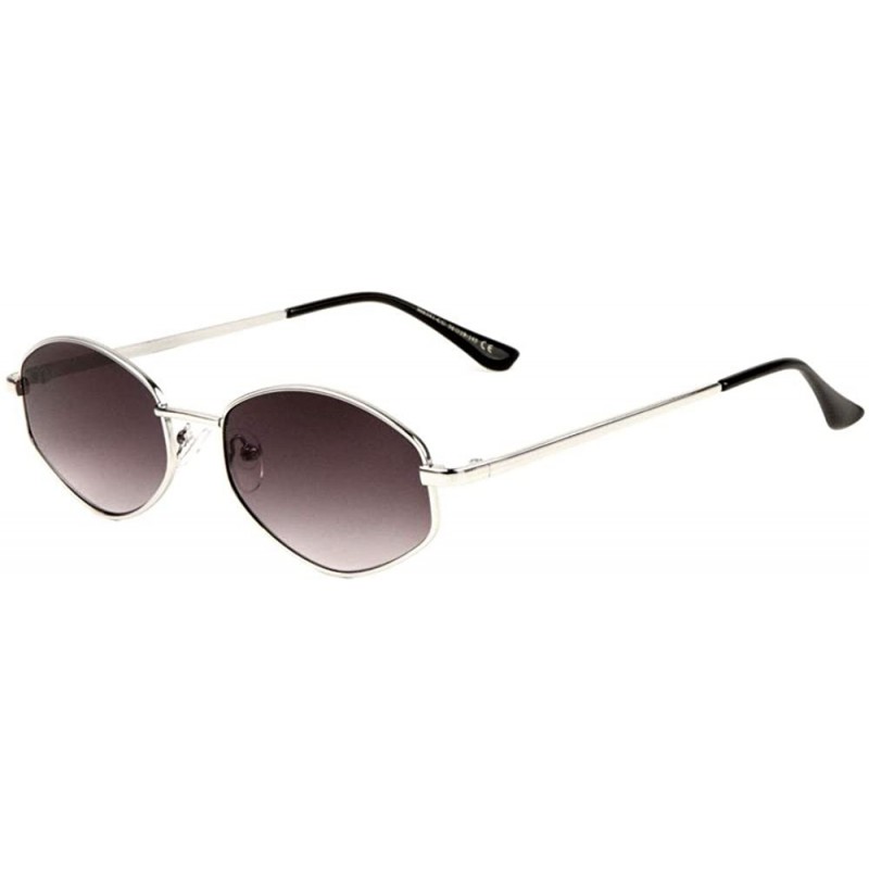 Oval Geometric Oval Thin Metal Frame Color Sunglasses - Smoke Silver - C6197A68XMX $16.69