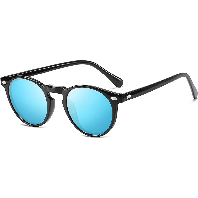 Round Classic Polarized Sunglasses Womens Elegant Sun Glasses Female Driving Eyewear B2483 - Blue - CC18QZUY9T2 $11.14