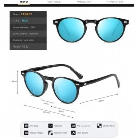Round Classic Polarized Sunglasses Womens Elegant Sun Glasses Female Driving Eyewear B2483 - Blue - CC18QZUY9T2 $11.14