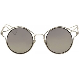 Round Women's 6642 Fashion Round Sunglasses 51mm - Silver - CT188KGSTG8 $17.29