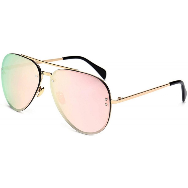 Oversized Aviator Women Men Metal Sunglasses Fashion Designer Frame Colored Lens - 86021_c4_gold_fire_mirror - CZ12ODMUKRH $1...