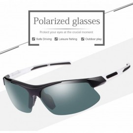 Sport Polarized Sports Sunglasses for Men Women Cycling Running Driving Glasses - White Frame Black Lens - CW18YA5D424 $16.12