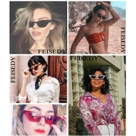 Oversized Small Cat Eye Sunglasses Vintage Square Shade Women Eyewear B2291 - White/Smoke - CT180M29NLC $10.14