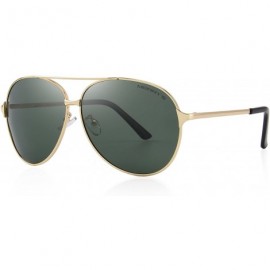 Oversized Men/Women Aviation Polarized Driving Sunglasses 100% UV Protection S8008 - Gold&green - CR185DTTXTK $9.24