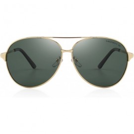 Oversized Men/Women Aviation Polarized Driving Sunglasses 100% UV Protection S8008 - Gold&green - CR185DTTXTK $9.24