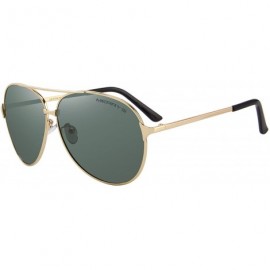 Oversized Men/Women Aviation Polarized Driving Sunglasses 100% UV Protection S8008 - Gold&green - CR185DTTXTK $9.24