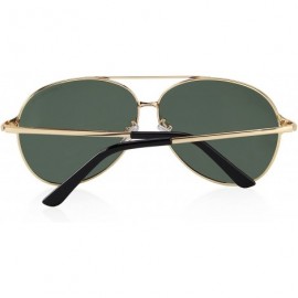 Oversized Men/Women Aviation Polarized Driving Sunglasses 100% UV Protection S8008 - Gold&green - CR185DTTXTK $9.24