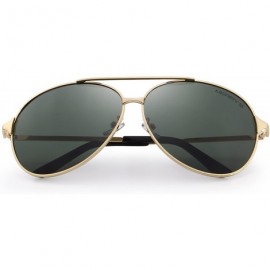 Oversized Men/Women Aviation Polarized Driving Sunglasses 100% UV Protection S8008 - Gold&green - CR185DTTXTK $9.24