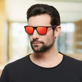 Sport Polarized Sports Sunglasses for Men UV Protection Driving Fishing Fashion Sunglasses - Red Lens - CE1948H0IZU $15.31