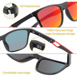 Sport Polarized Sports Sunglasses for Men UV Protection Driving Fishing Fashion Sunglasses - Red Lens - CE1948H0IZU $15.31