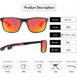 Sport Polarized Sports Sunglasses for Men UV Protection Driving Fishing Fashion Sunglasses - Red Lens - CE1948H0IZU $15.31