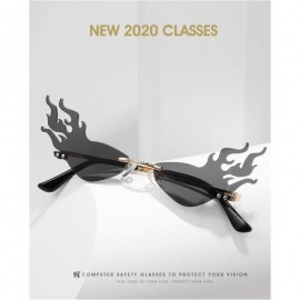 Rimless Unisex Flame Shape Small Eyewear Rimless Sunglasses - Yellow - CX196Z6GTRU $9.07