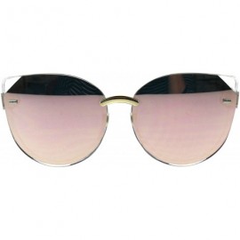 Round Designer Fashion Womens Sunglasses Round Cateye Frame UV 400 - Clear (Peach Mirror) - CJ18GD646X0 $10.29