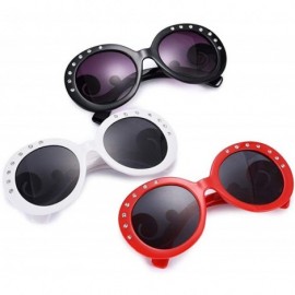 Round Women Retro Round Sunglasses Fashion Diamond Studded Summer Eyeglasses Novelty Eye Glasses - Black - CI198KSDT3M $8.76