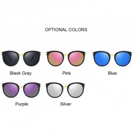 Cat Eye New Vintage Black Cat Eye Sunglasses Women Fashion Brand Designer Mirror Cateye Sun Glasses UV400 - Purple - C918W0GL...