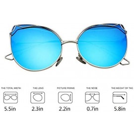 Cat Eye Women Vintage Cat Eye Sunglasses UV400 Metal Frame Sunglasses Eyewear - Mirror-blue - C319748L2YD $13.07