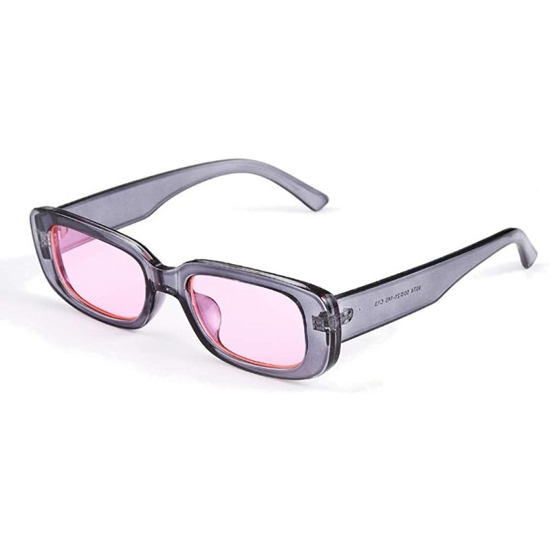 Square Small Rectangle Sunglasses Women UV 400 Retro Square Driving Glasses - Grey Pink - CY196D3YDI4 $14.02