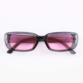 Square Small Rectangle Sunglasses Women UV 400 Retro Square Driving Glasses - Grey Pink - CY196D3YDI4 $14.02