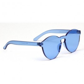 Rimless Colorful Transparent Tinted Retro Round Sunglasses - Blue - CD185IOS62O $10.44