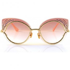 Cat Eye Muse Rhinestone Jeweled Twist Metal Cat-Eye Sunglasses A160 - Pink - CQ18CU33NTW $16.55