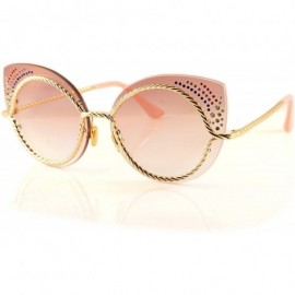 Cat Eye Muse Rhinestone Jeweled Twist Metal Cat-Eye Sunglasses A160 - Pink - CQ18CU33NTW $16.55