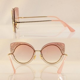 Cat Eye Muse Rhinestone Jeweled Twist Metal Cat-Eye Sunglasses A160 - Pink - CQ18CU33NTW $16.55