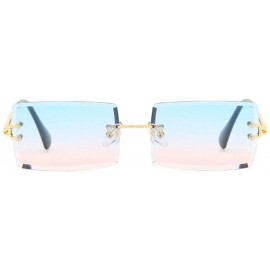 Rimless Hip Hop Rimless Sunglasses Women Men Rectangular Sun Glasses Sunglass Streetwear Eyewear - Blue Pink - CZ18Y5CAKCC $2...