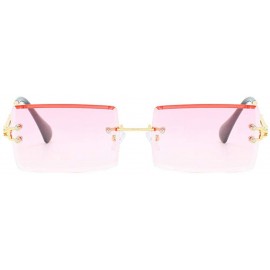 Rimless Hip Hop Rimless Sunglasses Women Men Rectangular Sun Glasses Sunglass Streetwear Eyewear - Blue Pink - CZ18Y5CAKCC $2...