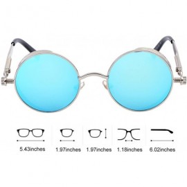 Round Steampunk John Lennon Sunglasses Gothic Vintage Retro Round for Men Women - Blue Lens/Silver Frame - C6189A6DL0W $11.53