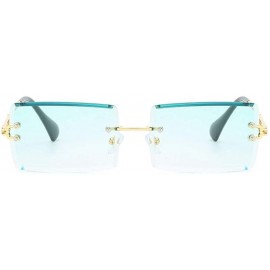 Rimless Hip Hop Rimless Sunglasses Women Men Rectangular Sun Glasses Sunglass Streetwear Eyewear - Blue Pink - CZ18Y5CAKCC $2...