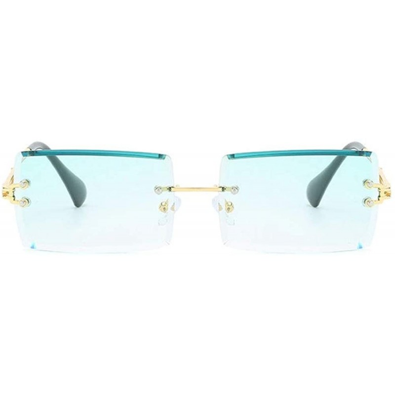 Hip Hop Rimless Sunglasses Women Men Rectangular Sun Glasses Sunglass Streetwear Eyewear Blue 3685