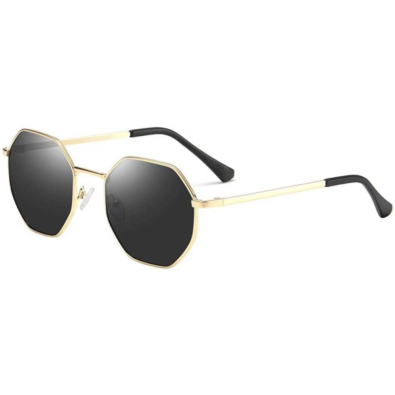 Aviator Glasses Round Frame Sunglasses for Men Women Fashion Large Metal Aviator Mirror UV400 Lens - Gold - CZ18RETN97D $37.92