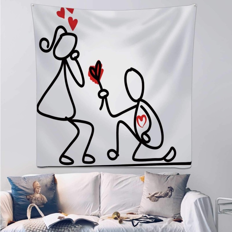 Goggle Cartoon Hand Drawn Love Character-Wall Hanging Tapestry for Decor 39.3X39.3Inch - Color 12 - CI1992KT99W $26.91