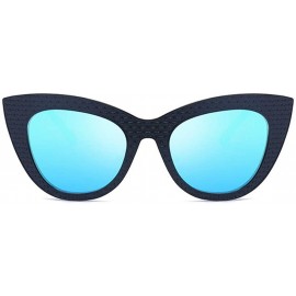 Oversized Vintage Cat Eye Oversized Metal Frame Tinted Lenses Women Sunglasses - Black Blue - CM18N92M7LC $8.55