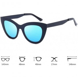 Oversized Vintage Cat Eye Oversized Metal Frame Tinted Lenses Women Sunglasses - Black Blue - CM18N92M7LC $8.55