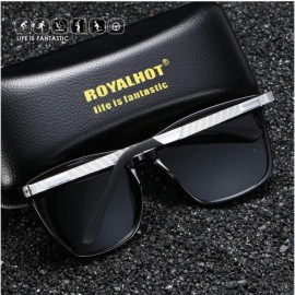 Sport Polarized Square Sunglasses for Men Vintage PC Frame Driving UV400 Protection - Black Blue - CX18RMIZS5X $16.99