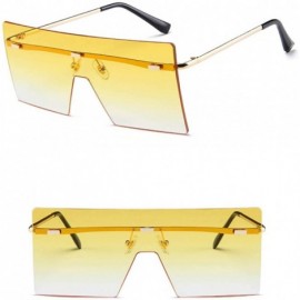 Oversized Oversized Square Sunglasses Flat Top Fashion Shades Oversize Sunglasses - Yellow - C9195NHCX9C $12.35