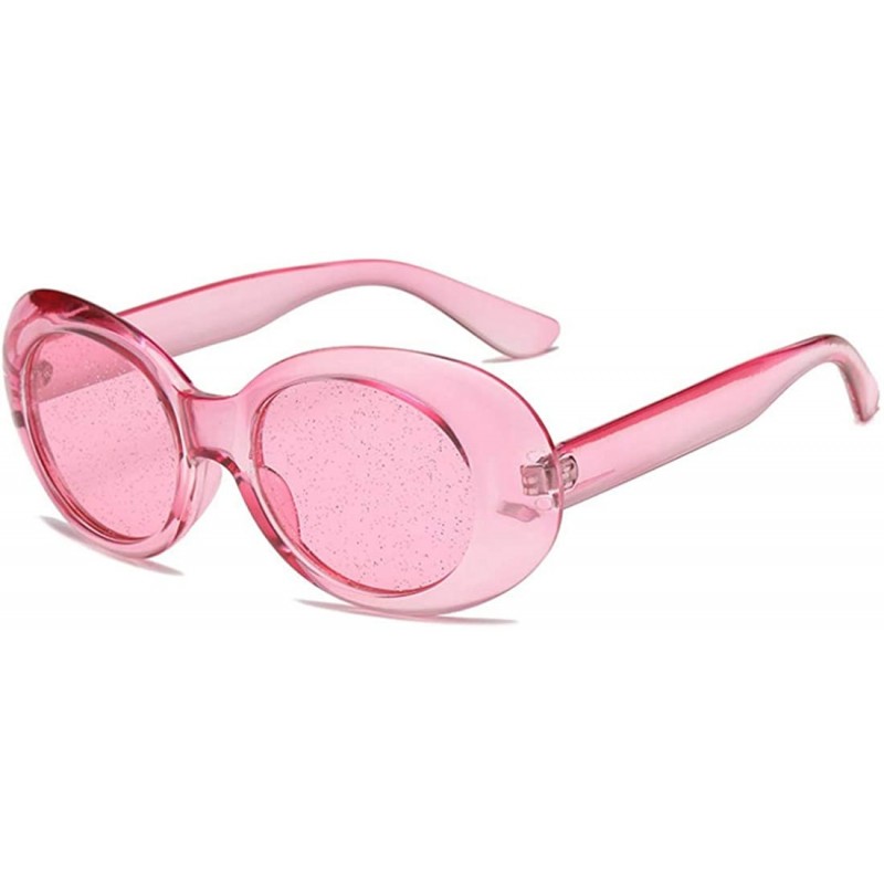 Square Women's Cat Eye Sunglasses Retro Oval Oversized Plastic Lenses glasses - Pink - CE18NOAC0GC $8.83