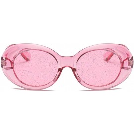 Square Women's Cat Eye Sunglasses Retro Oval Oversized Plastic Lenses glasses - Pink - CE18NOAC0GC $8.83