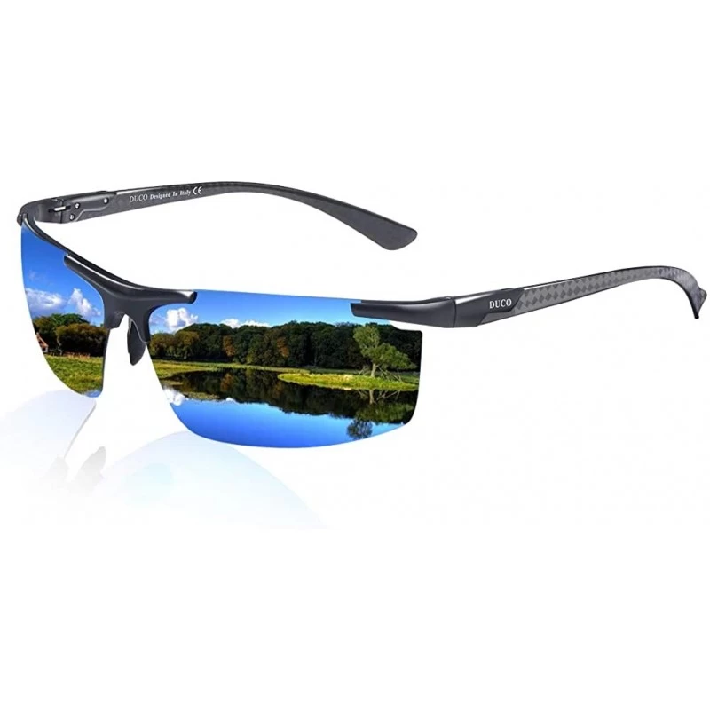 Men's Sports Carbon Fiber Temple Polarized Sunglasses 100% UV Protection  Sunglasses for Men 8207 - Blue - CP18SN3CNWT