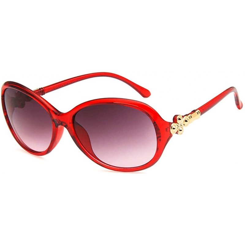 Oval Women Sunglasses Retro Bright Black Drive Holiday Oval Non-Polarized UV400 - Wine Red Grey - C218RLYXZX5 $11.88