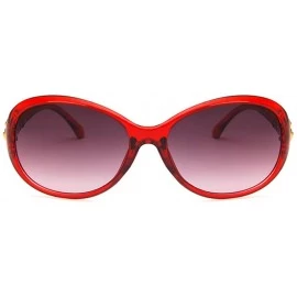 Oval Women Sunglasses Retro Bright Black Drive Holiday Oval Non-Polarized UV400 - Wine Red Grey - C218RLYXZX5 $11.88