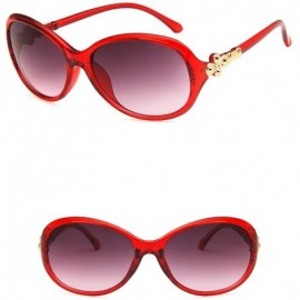 Oval Women Sunglasses Retro Bright Black Drive Holiday Oval Non-Polarized UV400 - Wine Red Grey - C218RLYXZX5 $11.88