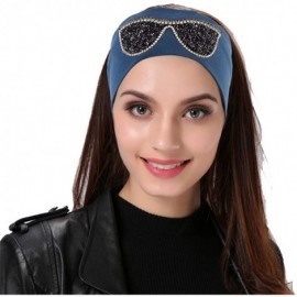 Wrap Plain Stretch Headb s Sunglasses Elastic Headb Rhinestones Hair B - Silver Blue - CH18T74MS89 $38.92