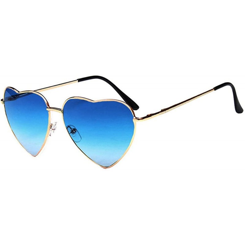 Aviator Heart Shape Sunglasses Fashion Aviator Tinted Lens Eyeglasses Metal Frame Eyewear - Blue - CP18SCNH735 $17.25