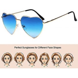 Aviator Heart Shape Sunglasses Fashion Aviator Tinted Lens Eyeglasses Metal Frame Eyewear - Blue - CP18SCNH735 $17.25