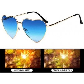 Aviator Heart Shape Sunglasses Fashion Aviator Tinted Lens Eyeglasses Metal Frame Eyewear - Blue - CP18SCNH735 $17.25