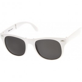 Wayfarer Neon Bright Colorful Compact Folding Pocket Horn Rimmed Sunglasses 54mm - White Smoke - CY11O5E3X67 $13.05