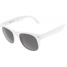 Wayfarer Neon Bright Colorful Compact Folding Pocket Horn Rimmed Sunglasses 54mm - White Smoke - CY11O5E3X67 $13.05