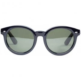 Round Polarized Fashion Sunglasses for Men Women - Round Mirrored Lens Retro Eyewear - UV400 - Green Lens/Black Frame - C1182...